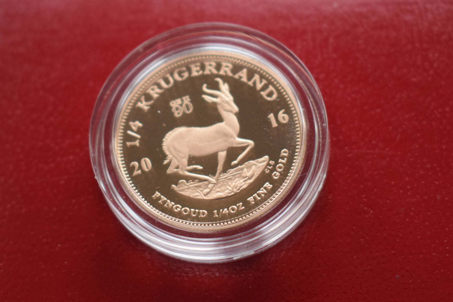 2016 SOUTH AFRICA 1/4 OZ Krugerrand QE II 90th Birthday Proof Gold COIN BOX COA