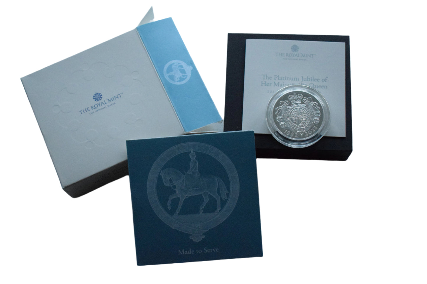 2022 Royal Mint QE II Platinum Jubilee £5 Silver Proof Piedfort Coin Box COA