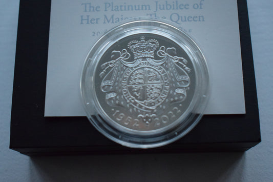 2022 Royal Mint QE II Platinum Jubilee £5 Silver Proof Piedfort Coin Box COA