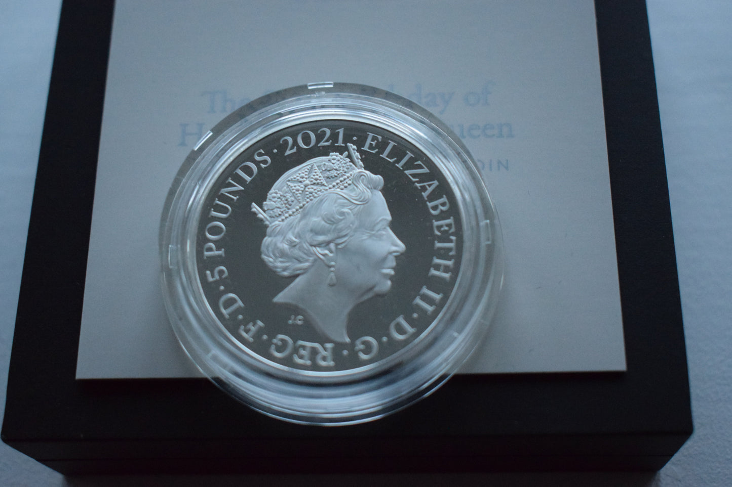 2021 Royal Mint QE II 95th Birthday £5 Silver Proof Coin Box COA