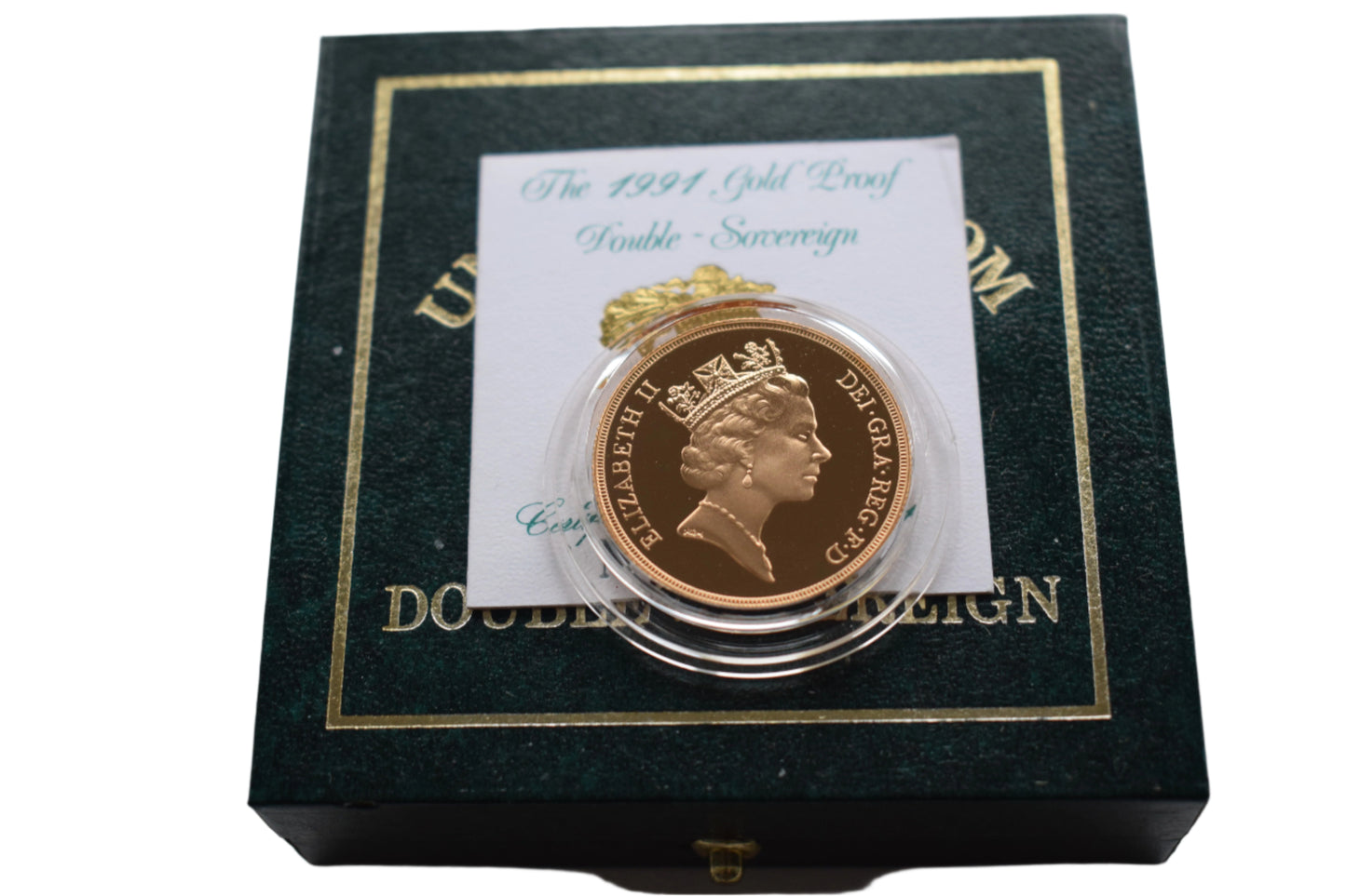 1991 RM George and the Dragon Double Sovereign Proof Gold Coin AGW 15.98 g