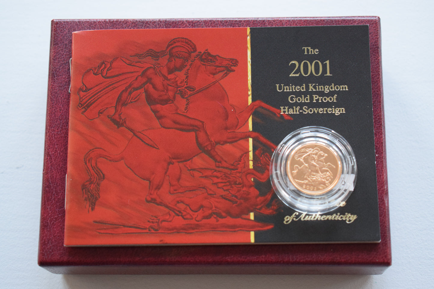 2001 Royal Mint George and the Dragon Half Sovereign Proof Gold Box COA