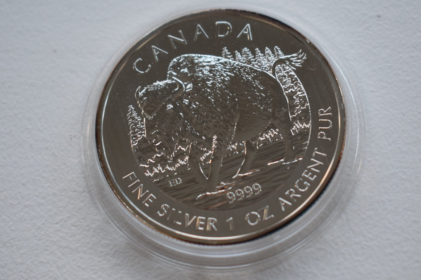 2013 Canadian Mint QE II $5 Bison- 1 oz 9999 Silver Coin