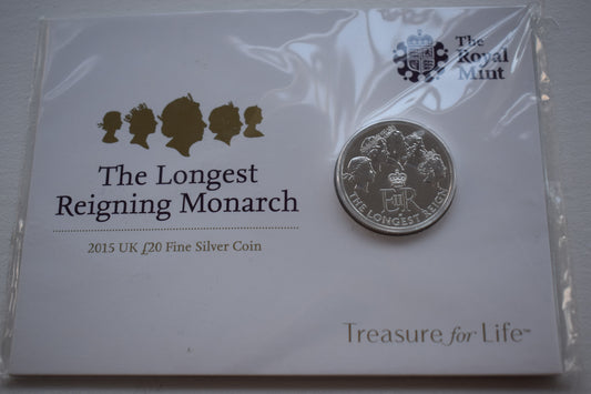 2015 UK The Longest Reigning Monarch £20 Fine Silver Coin