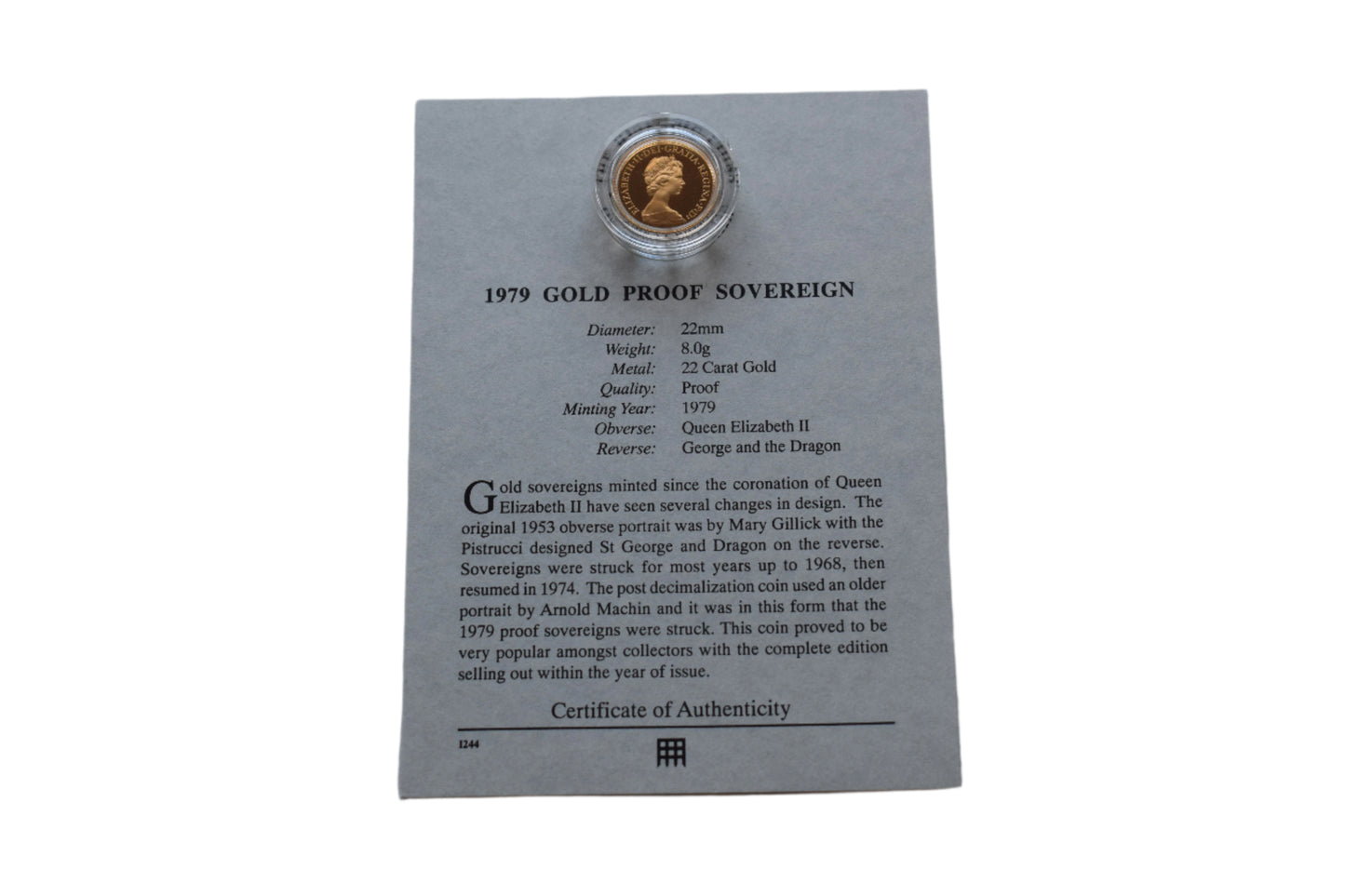 1979 RM QE II George & Dragon Gold Proof Sovereign