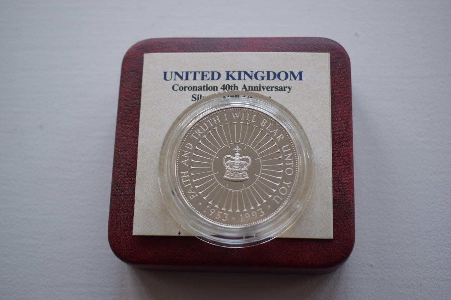 1993 Royal Mint QE II Coronation 40th Anniversary Silver Proof Crown £5 Coin Boxed COA