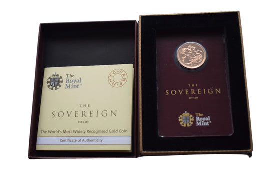 2018 Royal Mint QE II Gold sovereign India Mint Box COA