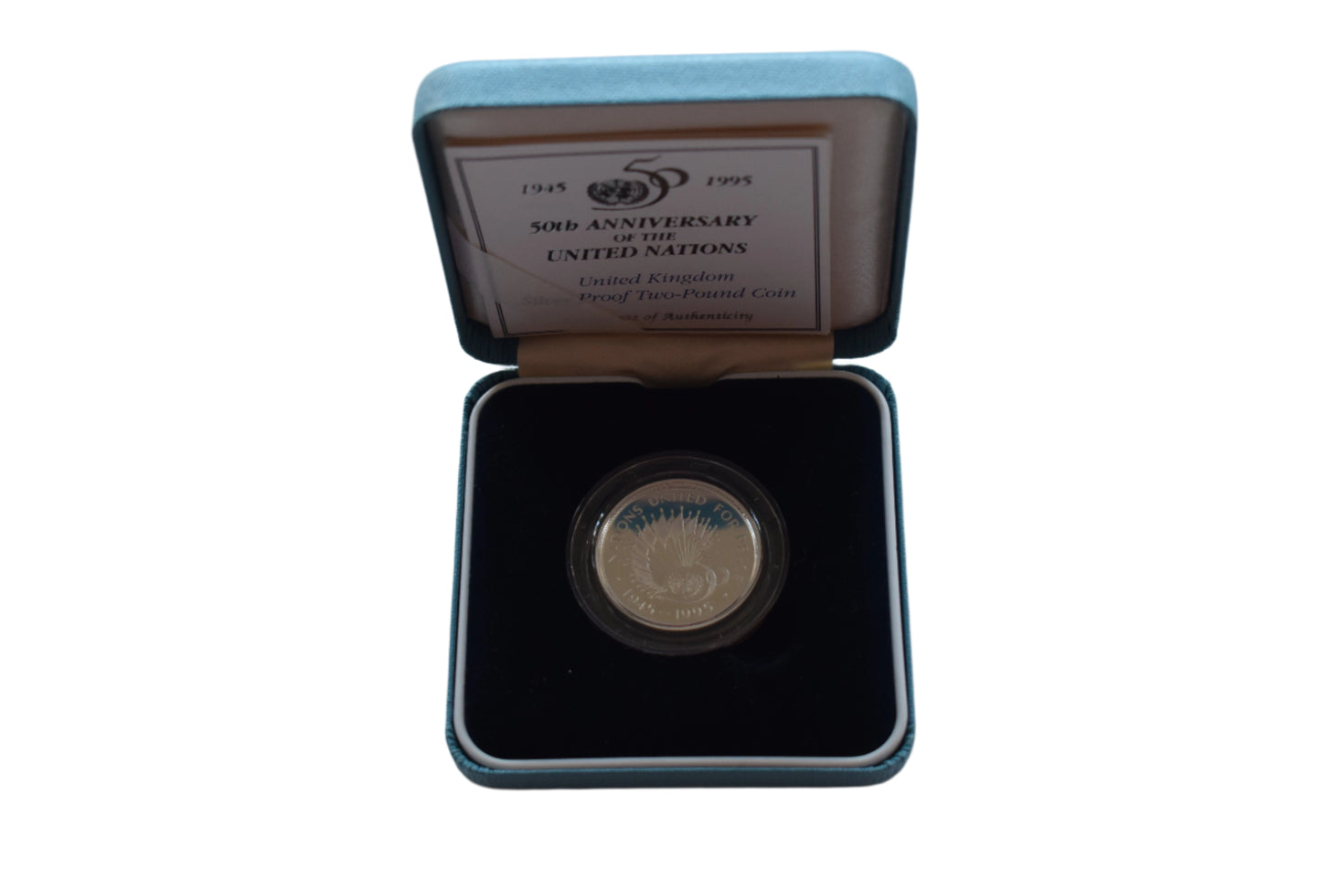 1995 Royal Mint 50th Anniversary of the United Nations £2 Silver Proof coin Box COA