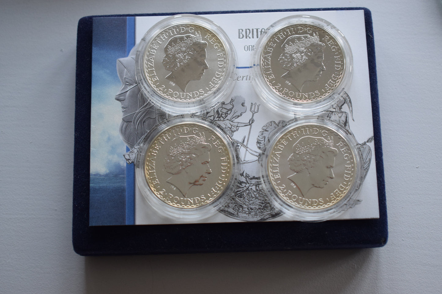 1999 - 2003 Royal Mint Britannia Design £2 4 BU Silver Coin  set