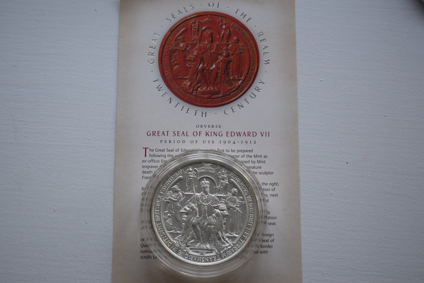 2006 Scarce Great Seal of King Edward VII 5oz Silver Satin Finish Medal Coin