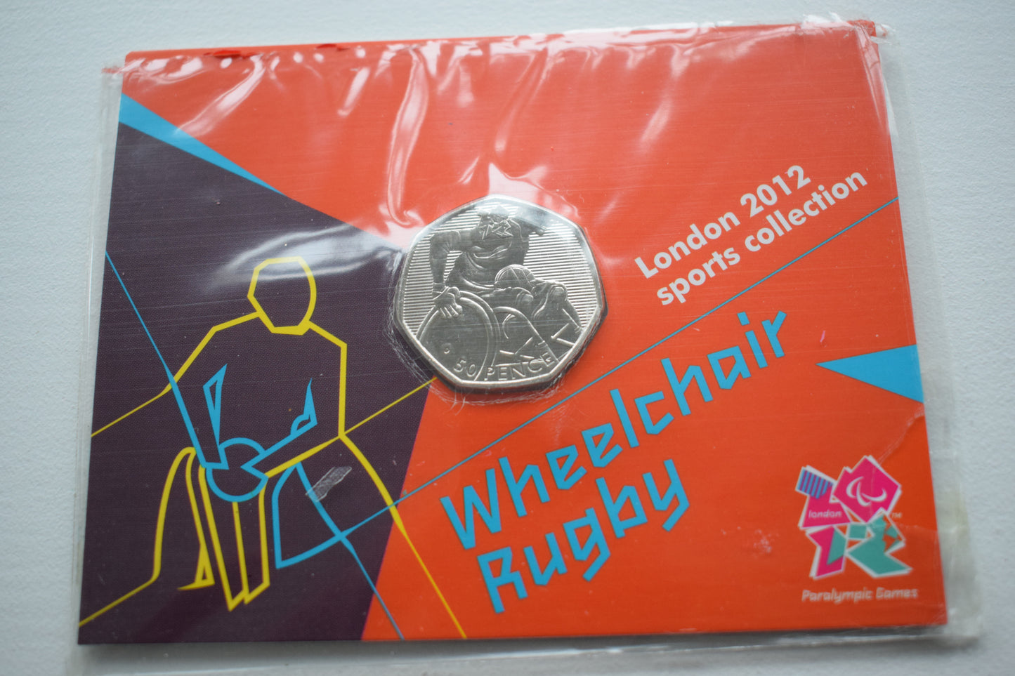 2012 Royal Mint London Olympic Wheelchair Rugby 50p BU Nickel Coins Sealed Cards