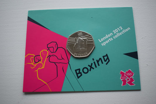 2012 Royal Mint London Olympic Boxing 50p BU Nickel Coins Sealed Cards