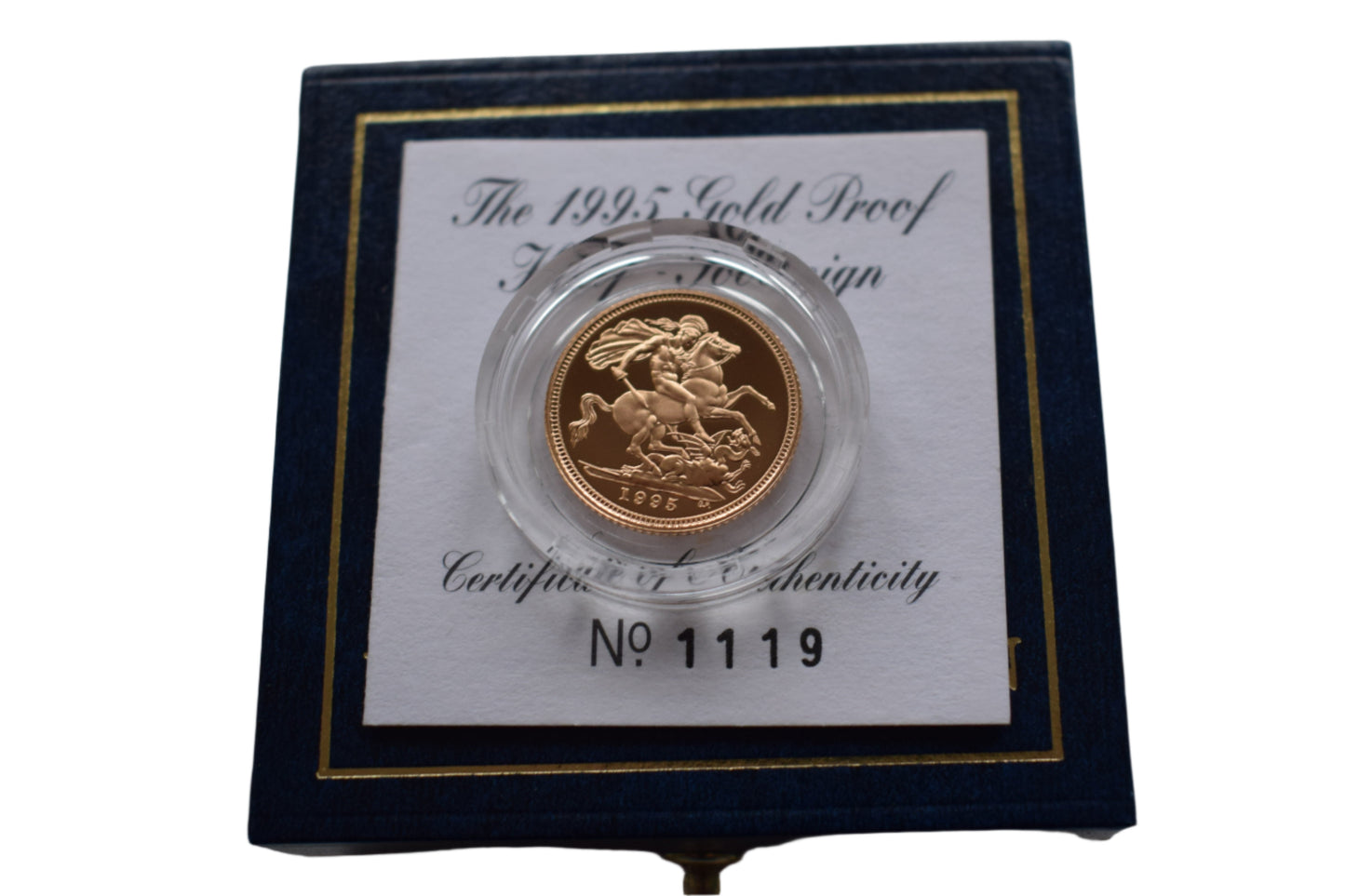 1995 RM George and Dragon (AGW 3.66 grams) Half Sovereign Proof Gold Coin COA