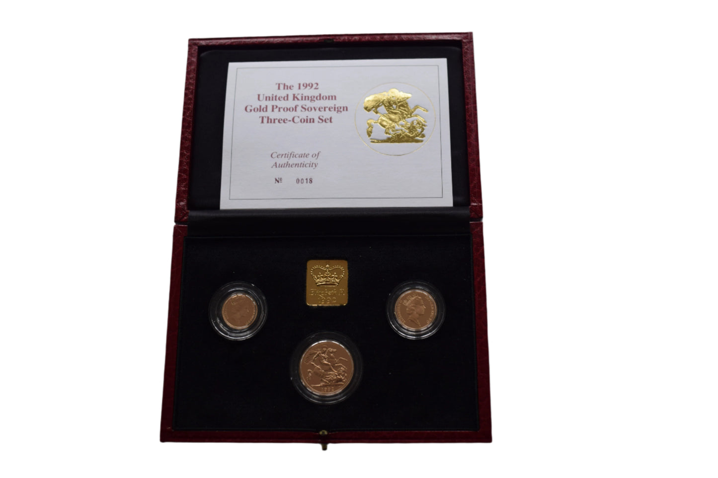 1992 RM QE II George & the Dragon 25.62 g Gold Proof 3 Coin Sovereign Set Box COA