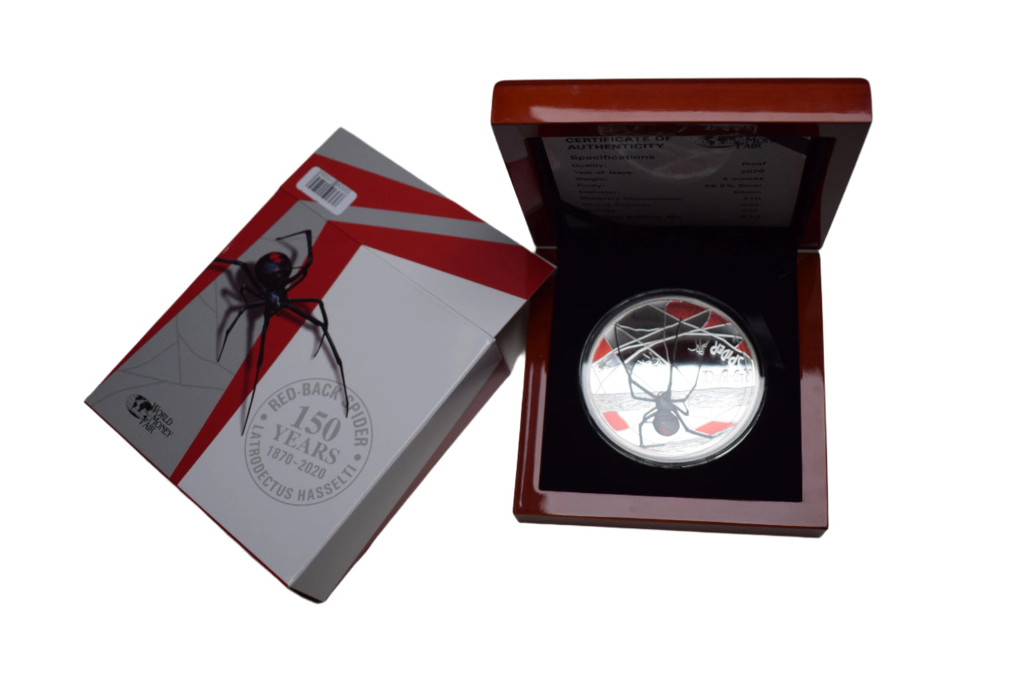 2020 Niue Australian Red back Spider 5 oz (155.5 g) Proof Silver Coin Box COA