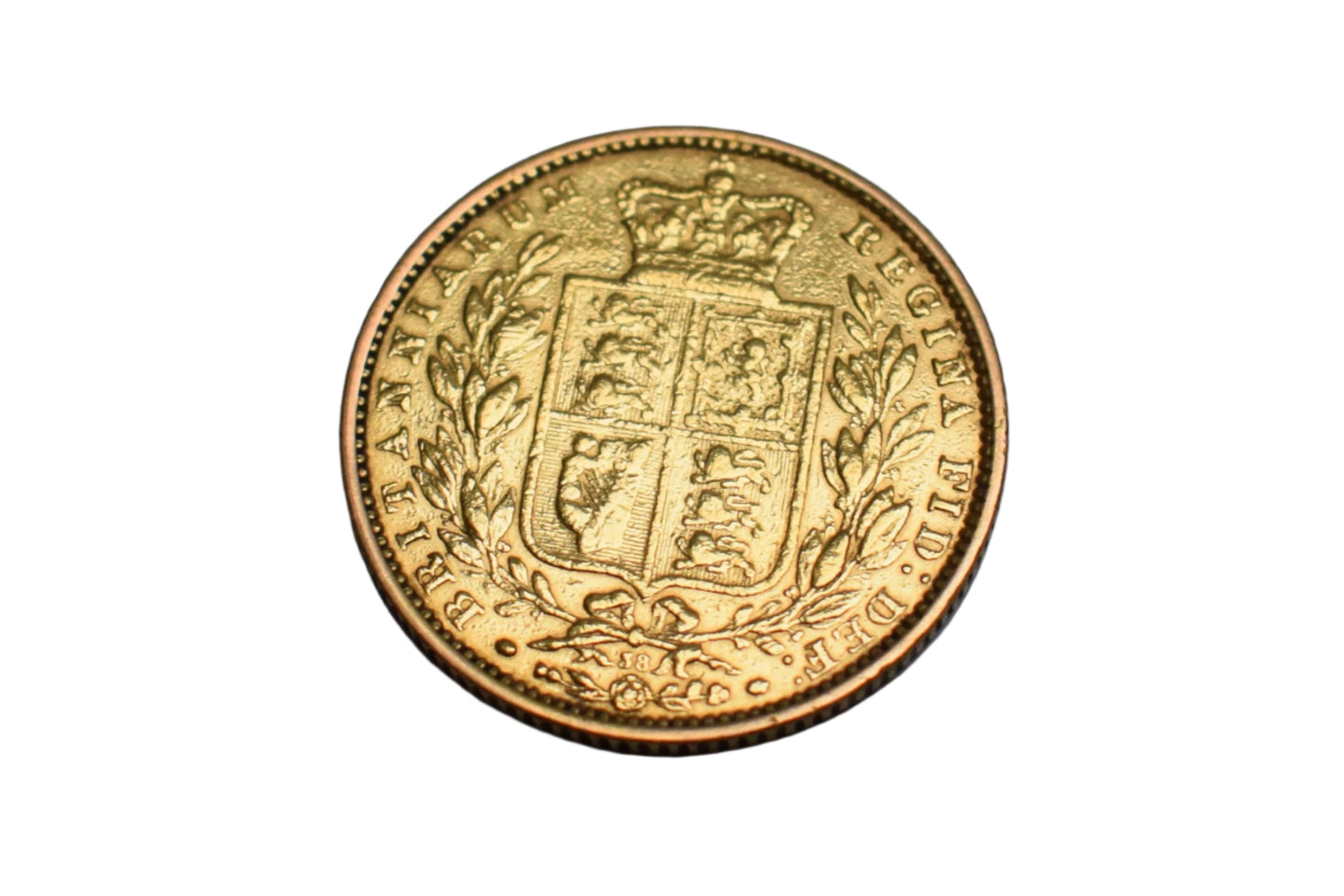 1864 Young Head Shield Sovereign (Die38) 7.99 grams (AGW 7.32 grams) Gold Coin